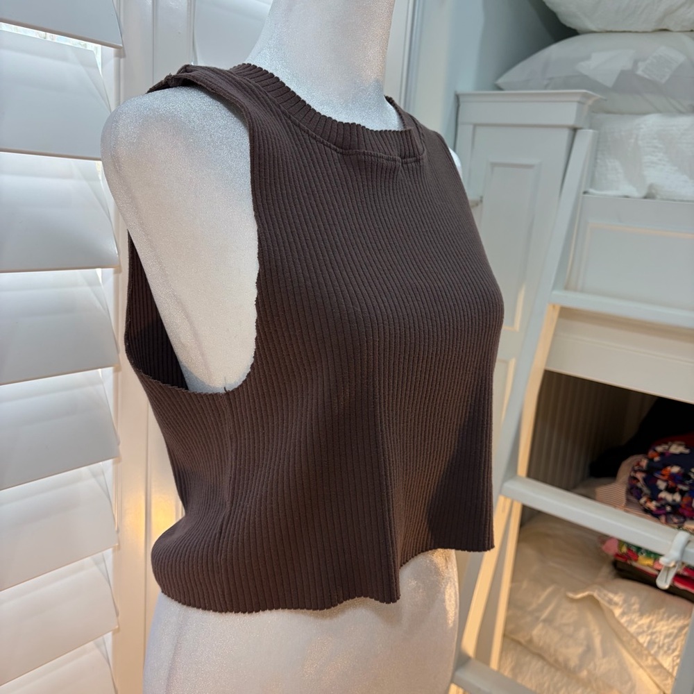 Aerie Chocolate Ribbed Tank Top - Picture 2 of 6